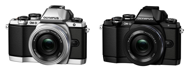 ＜OM-D E-M10 14-42mm EZレンズキット（左：ボディー色シルバー／右：ボディー色ブラック）＞ 「OM-D E-M10」 + 「M.ZUIKO DIGITAL ED 14-42mm F3.5-5.6 EZ」 