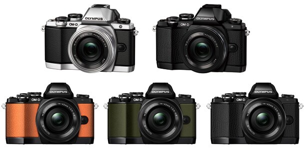 （上）OM-D E-M10（シルバー／ブラック）、（下）OM-D E-M10　Limited Edition Kit（オレンジ／グリーン／ブラック）