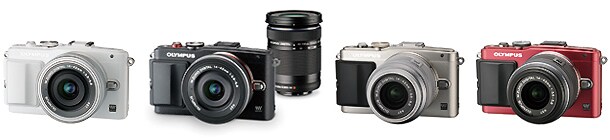 「OLYMPUS PEN Lite E-PL6」EZレンズキット（ホワイト）、EZダブルズームキット（ブラック）、レンズキット（シルバー／レッド）