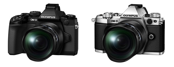 「M.ZUIKO DIGITAL ED 8mm F1.8 Fisheye PRO」の装着イメージ 「OM-D E-M1」（ブラック）／「OM-D E-M5 Mark II」（シルバー）