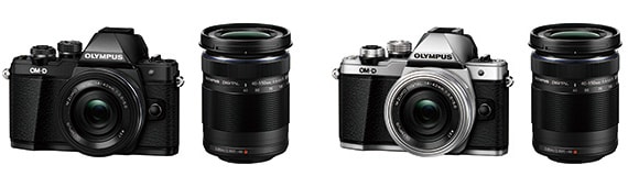 ＜OM-D E-M10 Mark II 14-42mm EZレンズキット＞ （左：ボディー色ブラック／右：ボディー色シルバー） 「OM-D E-M10 Mark II」 + 「M.ZUIKO DIGITAL ED 14-42mm F3.5-5.6 EZ」