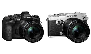 装着イメージ　左：「OM-D E-M1 MarkII」 右：「PEN-F」（シルバー）