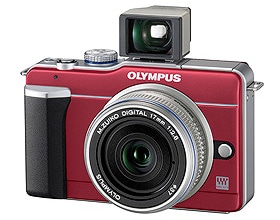 「OLYMPUS PEN Lite E-PL1 パンケーキキット」（ルビーレッド）