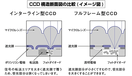 CCD構造断面図の比較（イメージ図）