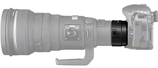 「EC-20」と「ED 300mm F2.8」<br>および「E-3」の組み合わせイメージ