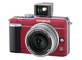 チャンス1 B賞：毎週1名様（合計10名様）「OLYMPUS PEN Lite E-PL1 パンケーキキット」ルビーレッドボディー＋「M.ZUIKO DIGITAL 17mm 